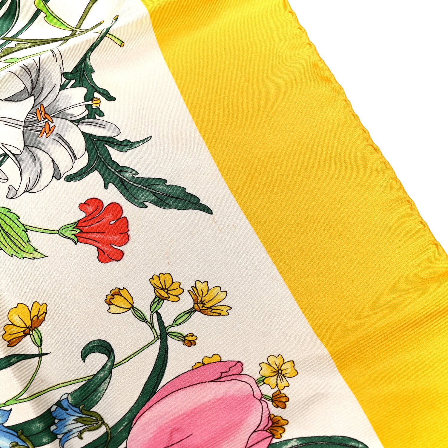 Gucci Silk Twill Flora Fluo Square Scarf Ivory Yellow 4 of 4