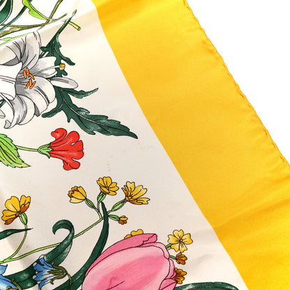Gucci Silk Twill Flora Fluo Square Scarf Ivory Yellow 4 of 4