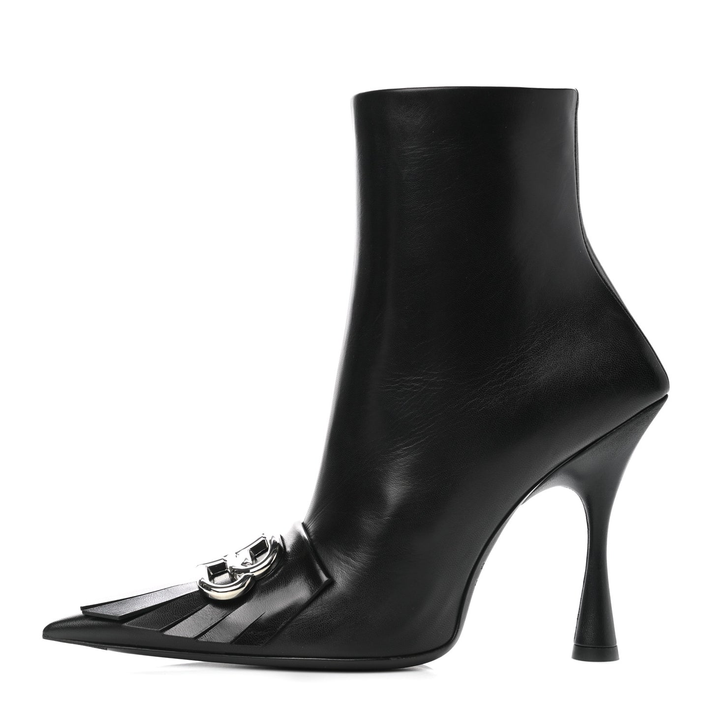 Shiny Kidskin Fringe BB Knife Booties 37.5 Black