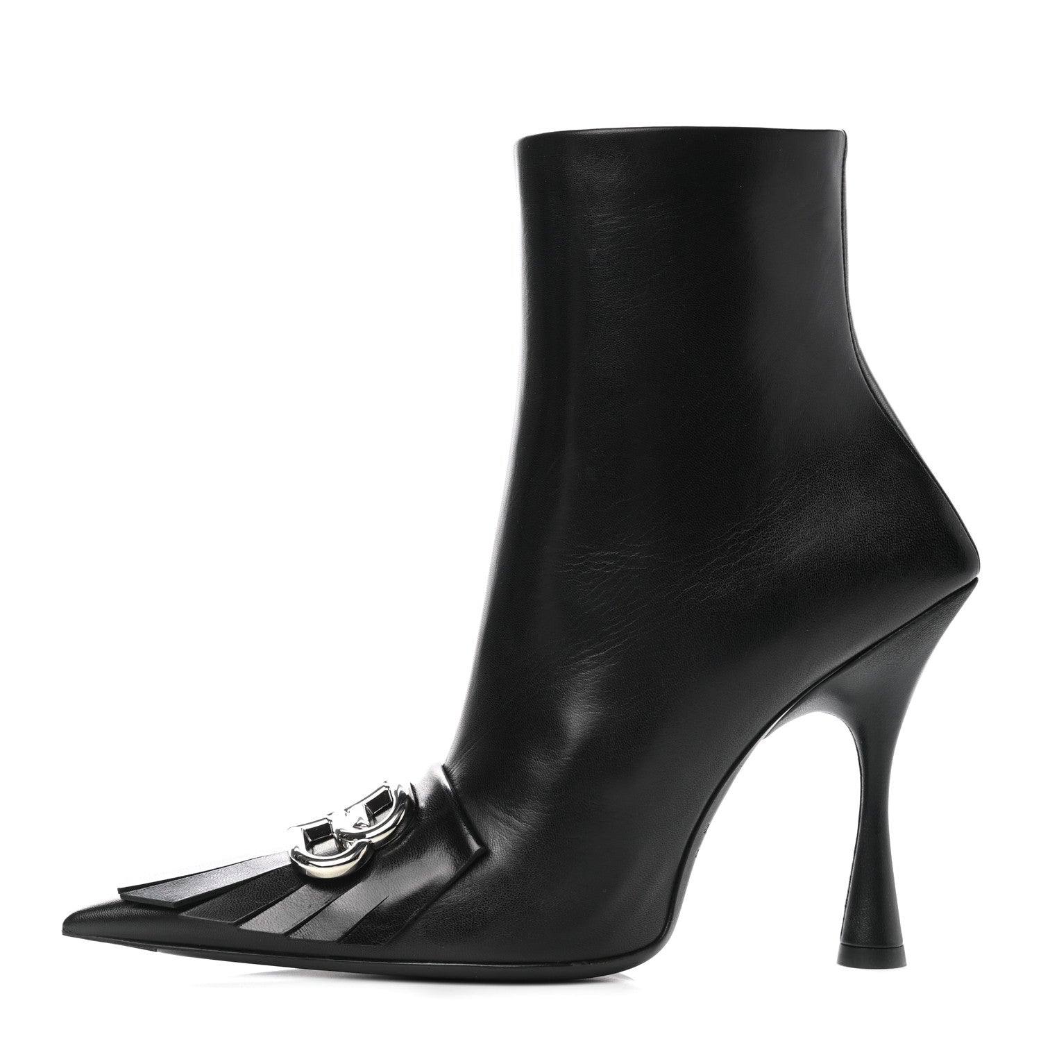 Balenciaga Shiny Kidskin Fringe BB Knife Booties 37.5 Black 1 of 10