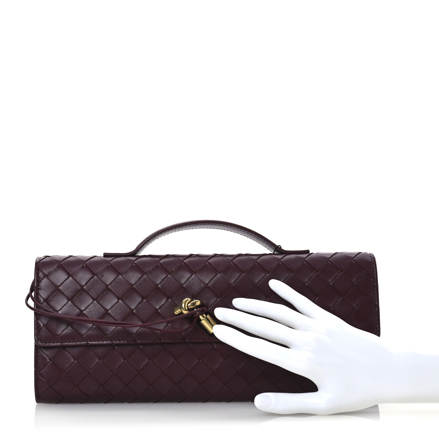 Bottega Veneta Nappa Intrecciato Long Andiamo Top Handle Clutch Barolo 2 of 13