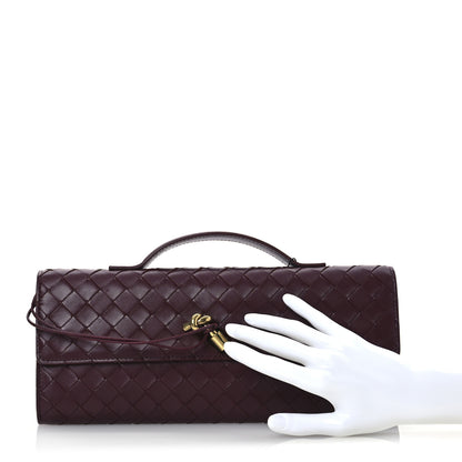 Bottega Veneta Nappa Intrecciato Long Andiamo Top Handle Clutch Barolo 2 of 13