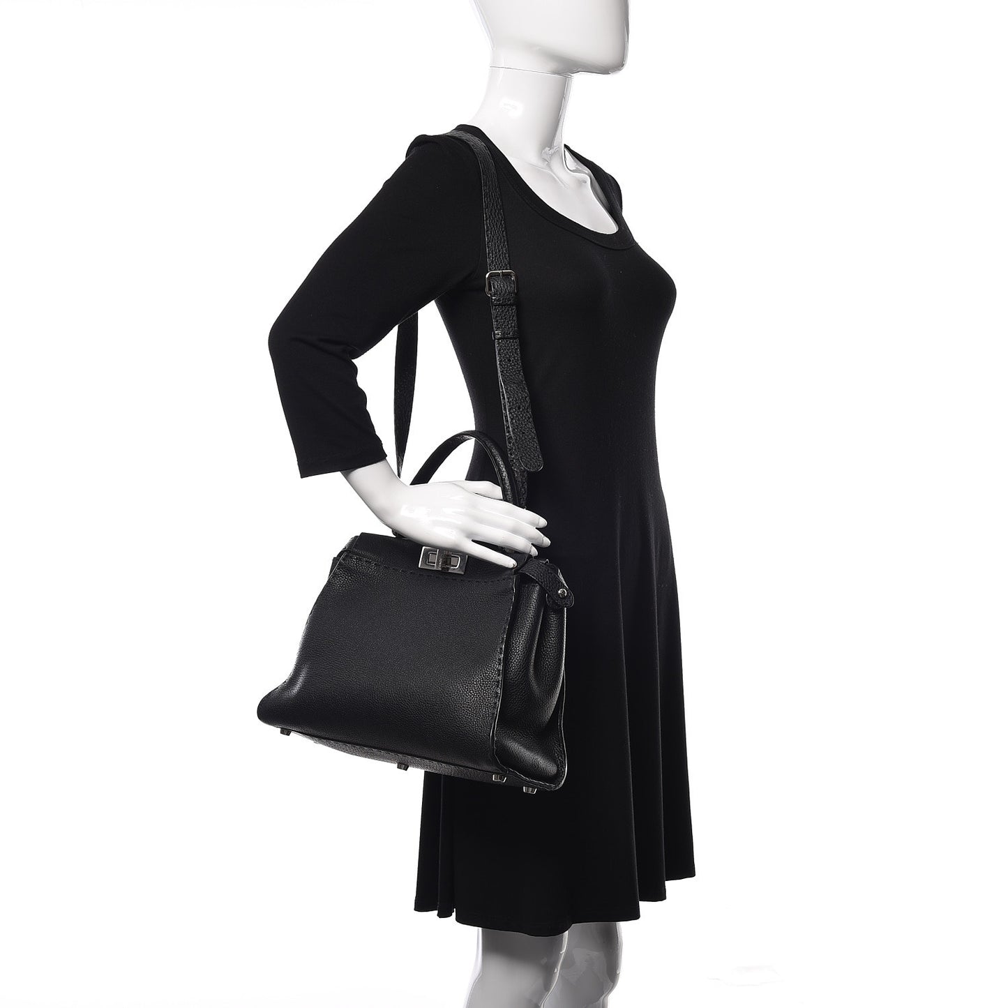 Cuoio Romano Selleria Bi-Color Medium Peekaboo Iconic Satchel Black Mou