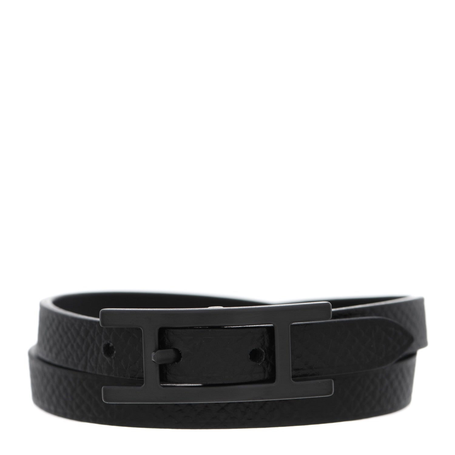 Hermes Epsom Behapi Double Tour Bracelet Black 1 of 5