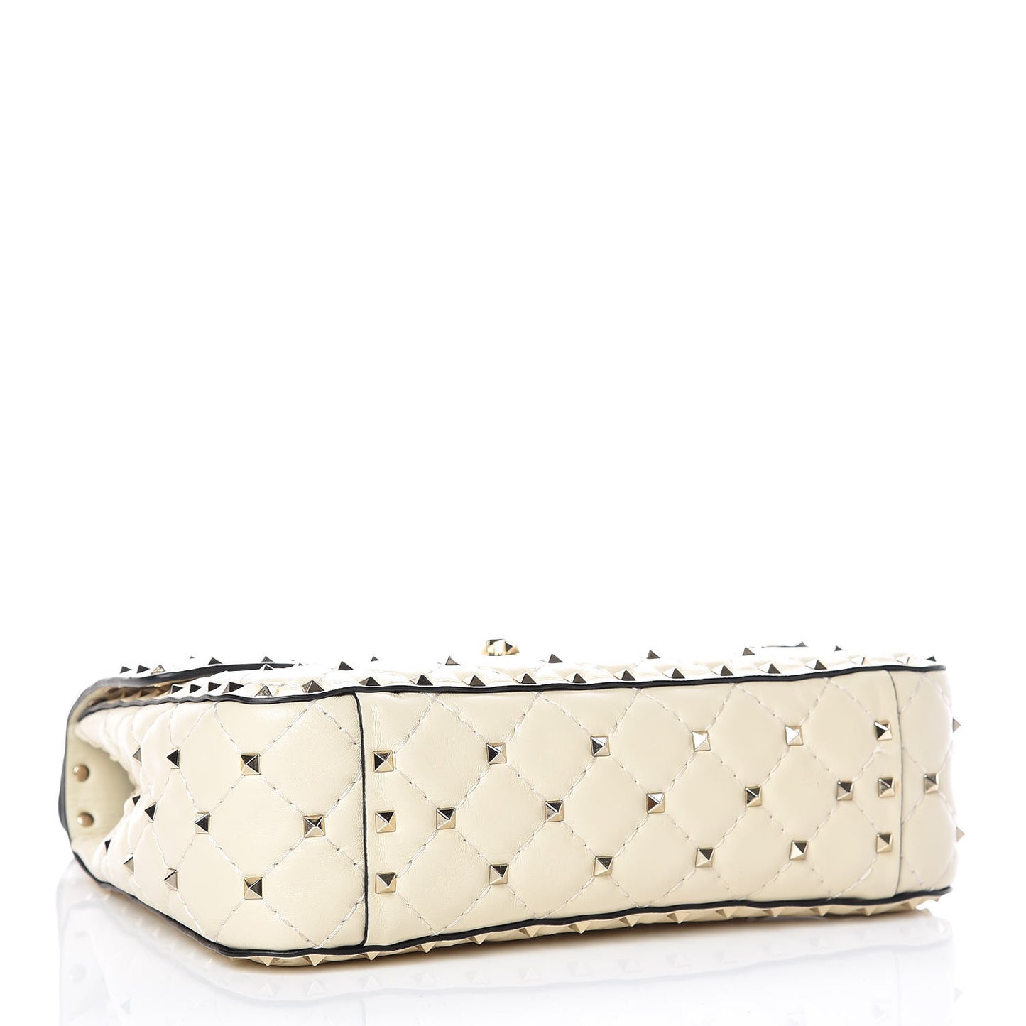 Nappa Medium Rockstud Spike Shoulder Bag Light Ivory
