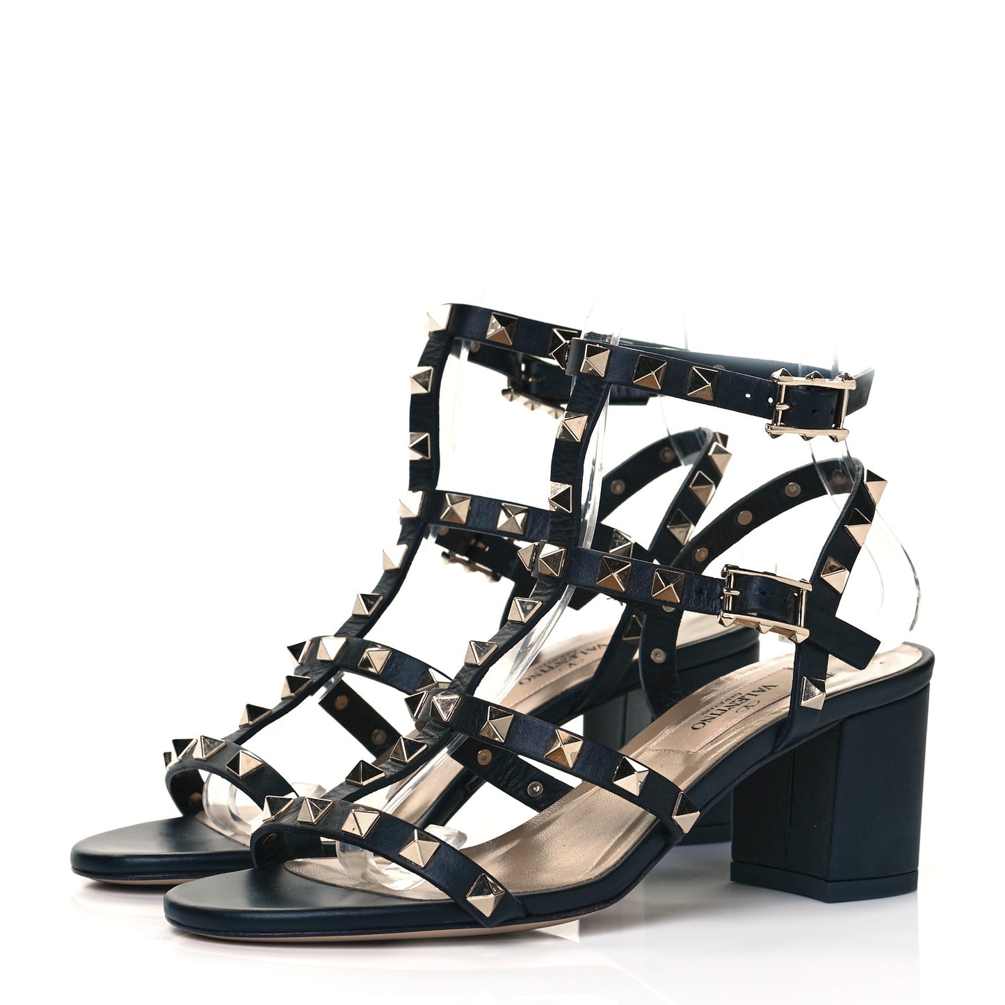 Calfskin Rockstud 60mm City Sandals 35.5 Black