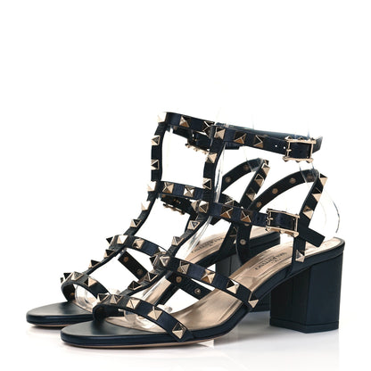 Valentino Garavani Calfskin Rockstud 60mm City Sandals 35.5 Black 3 of 9