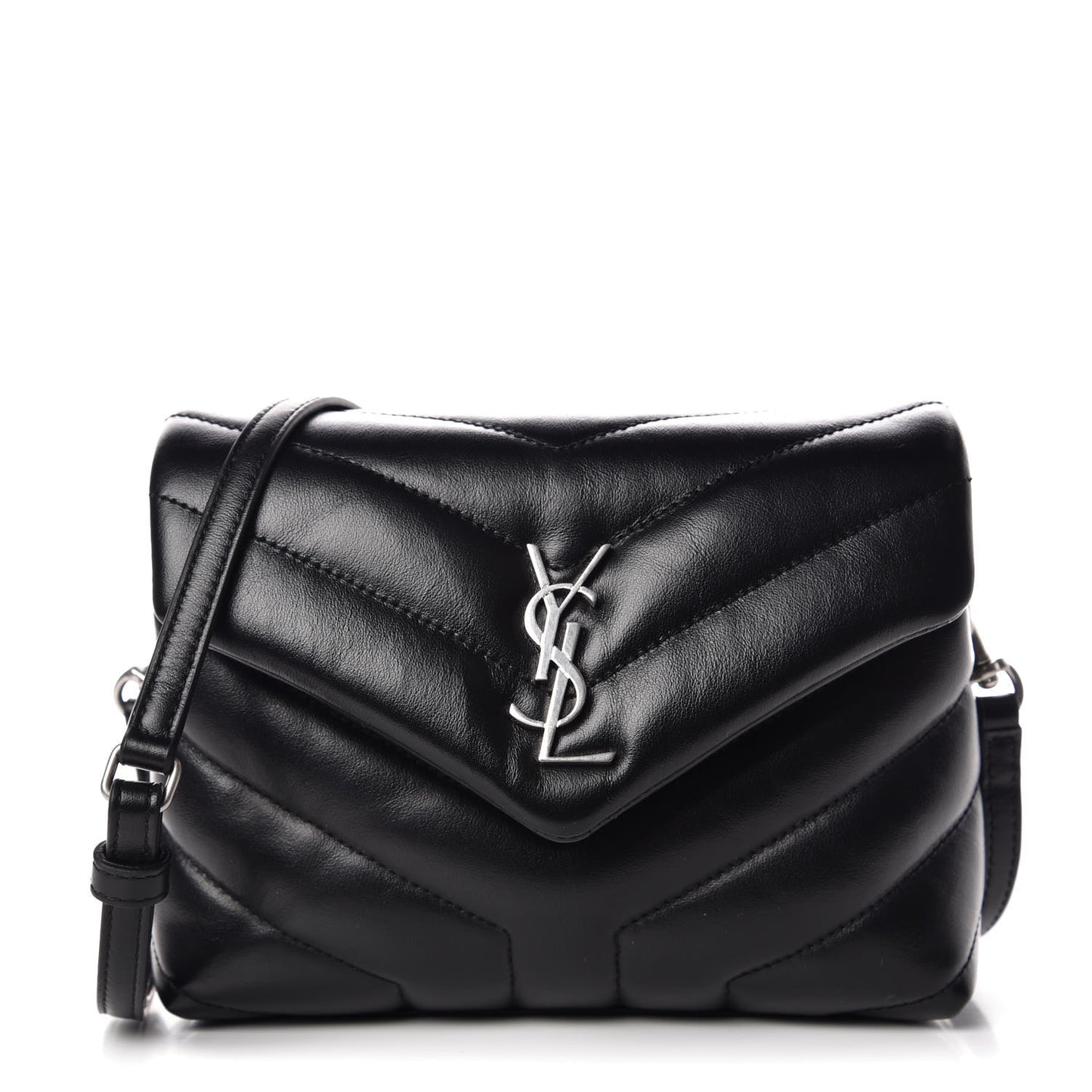 Calfskin Y Quilted Monogram Toy Loulou Crossbody Bag Black