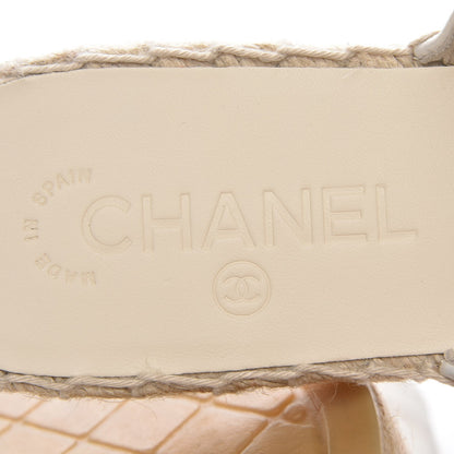 Chanel Iridescent Goatskin CC Espadrille Mules 37 Ivory Black 8 of 10