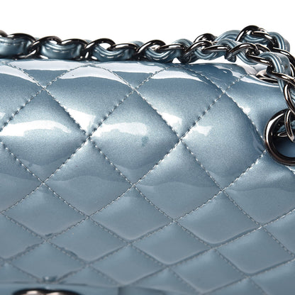 Chanel Patent Calfskin Quilted Medium Double Flap Turquoise 9 of 9
