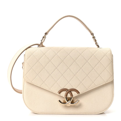 Chanel Grained Calfskin Quilted Medium Cuba Top Handle Flap Ivory 1 of 9
