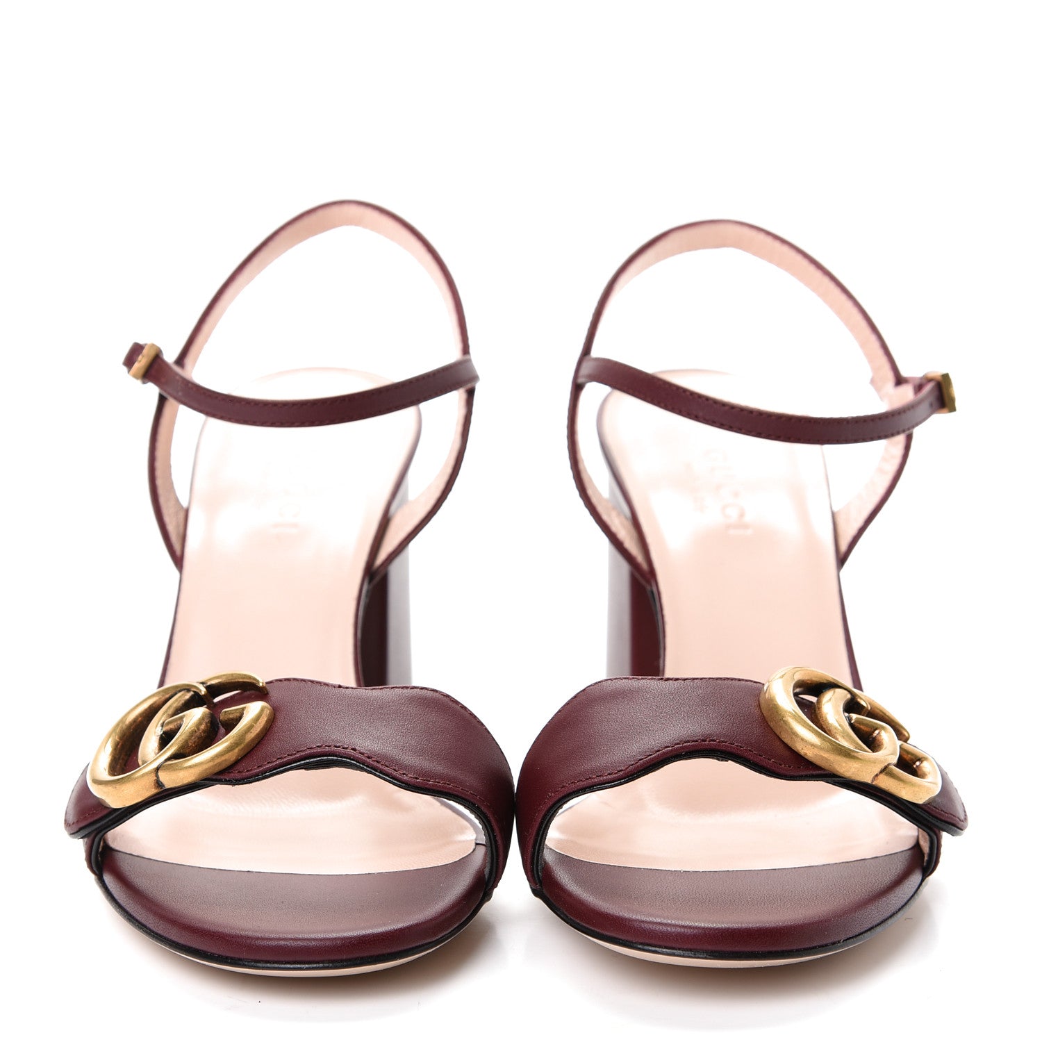 Gucci Lifford Calfskin GG Marmont Ankle Wrap 75mm Sandals 35 Vintage Bordeaux 2 of 9