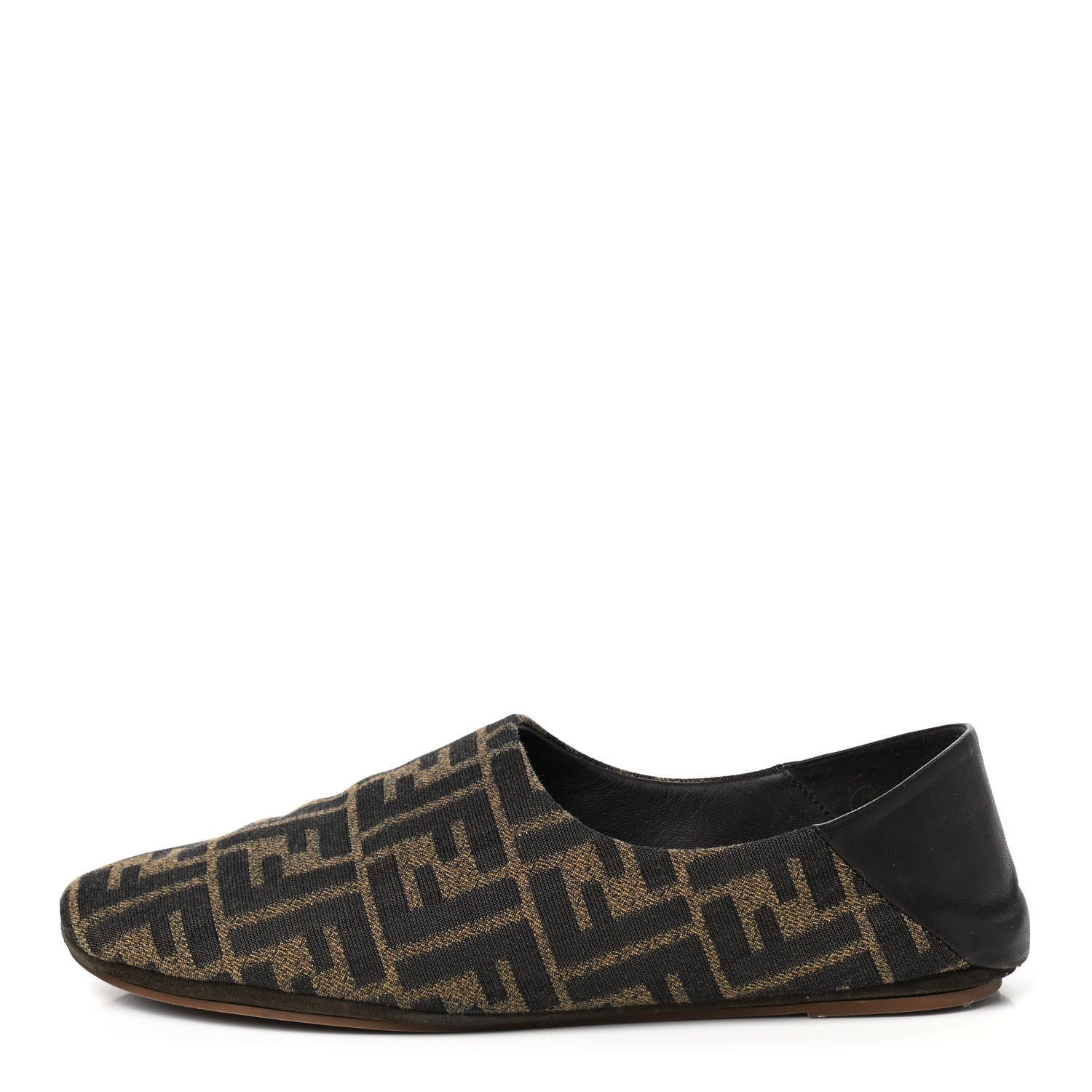 Fendi Fabric Jacquard Nappa FF Slippers 39 Tobacco Moro Black 1 of 9