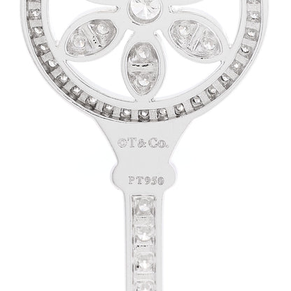 Tiffany Platinum 18K White Gold Diamond Daisy Key Pendant Necklace 4 of 6