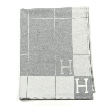 Hermes Wool Cashmere Avalon III Blanket Ecru Gris Clair 1 of 4