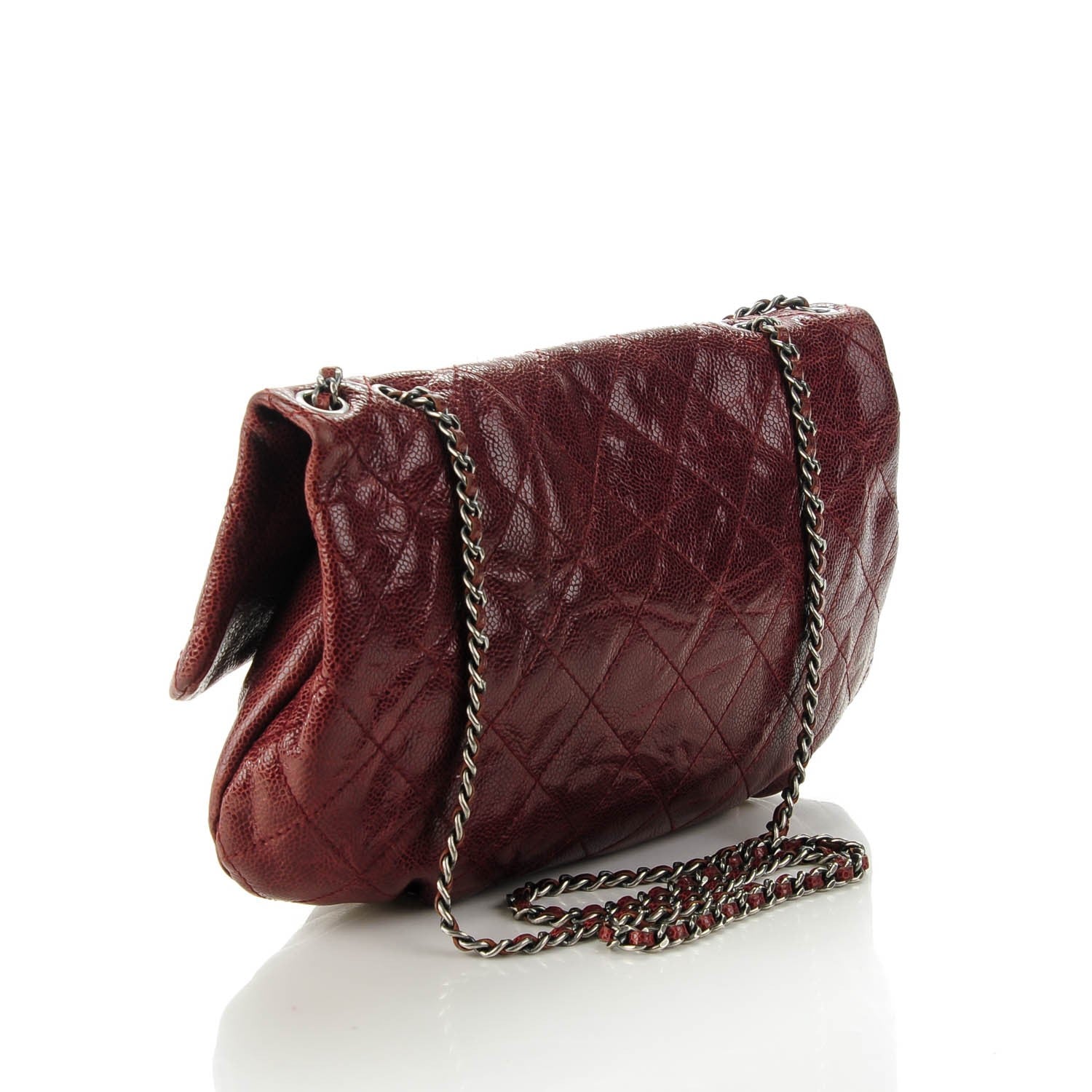 Chanel Crumpled Calfskin Quilted Medium Elastic Flap Bordeaux 3 of 7