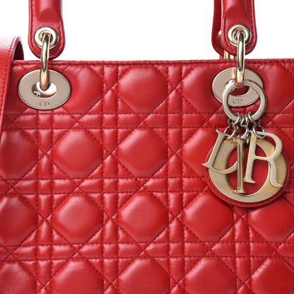 Christian Dior Lambskin Cannage Medium Lady Dior Red 12 of 12