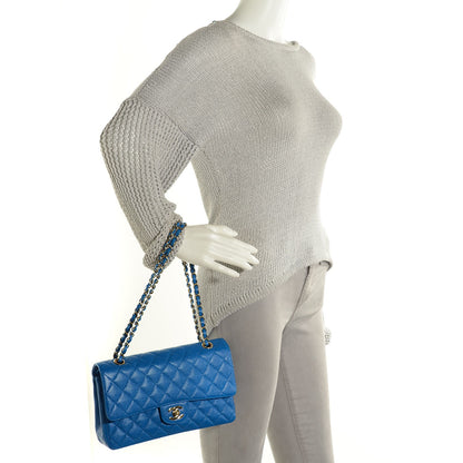 Chanel Caviar Quilted Medium Double Flap Blue 2 of 8