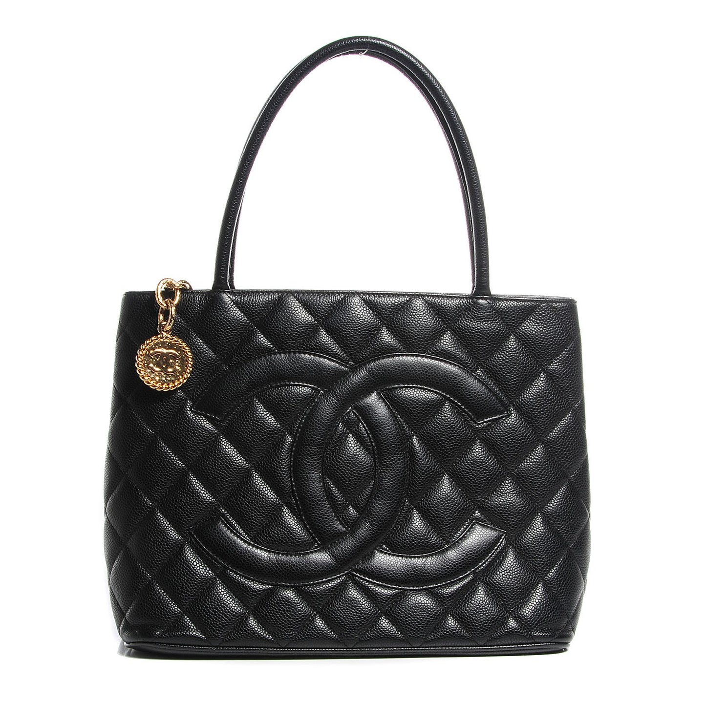 Caviar Quilted Medallion Tote Black