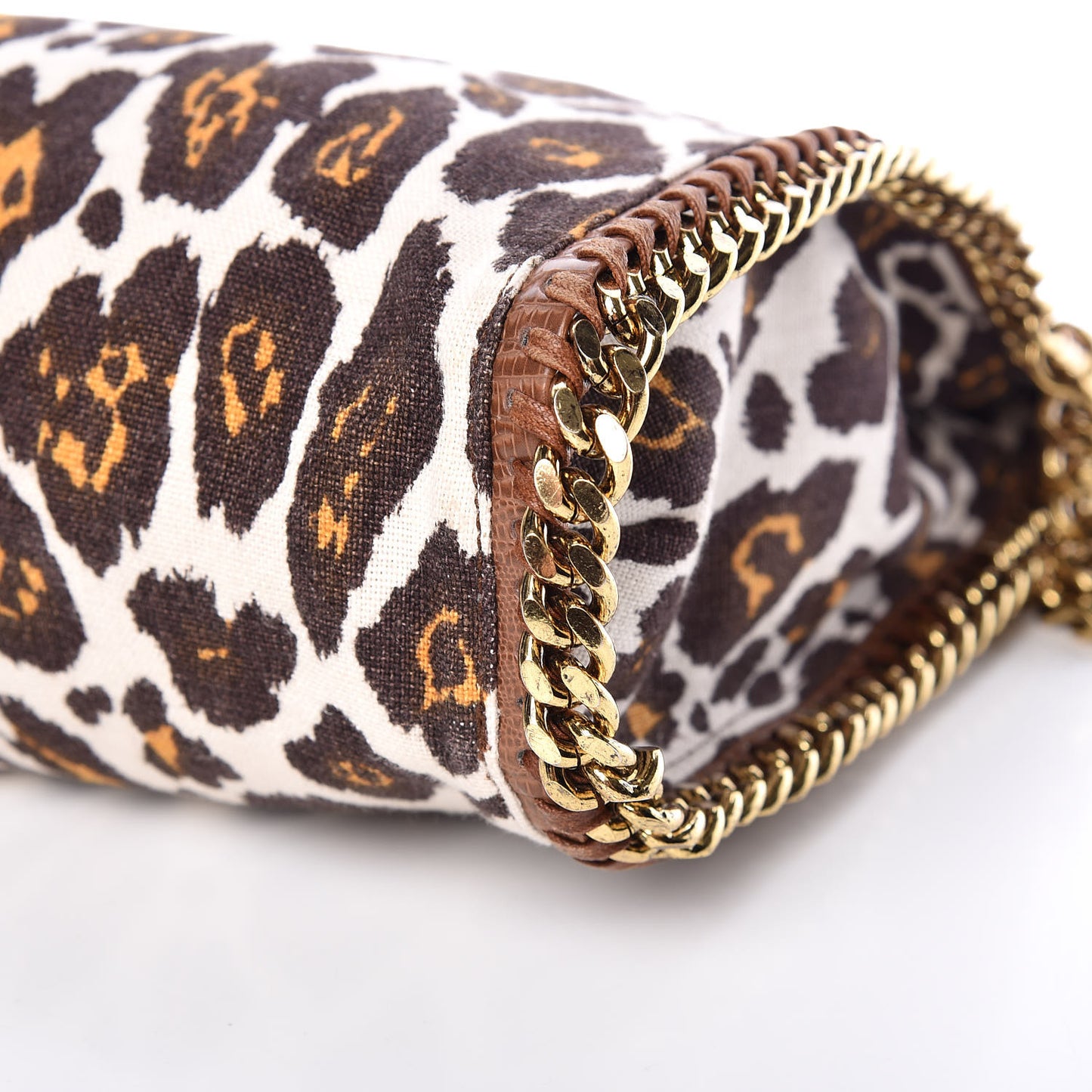 Linen Leopard Falabella Fold Over Tote Fawn