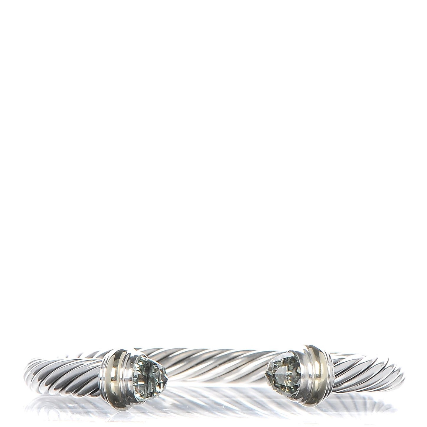 Sterling Silver 14K Yellow Gold Prasiolite 7mm Cable Classics Bracelet