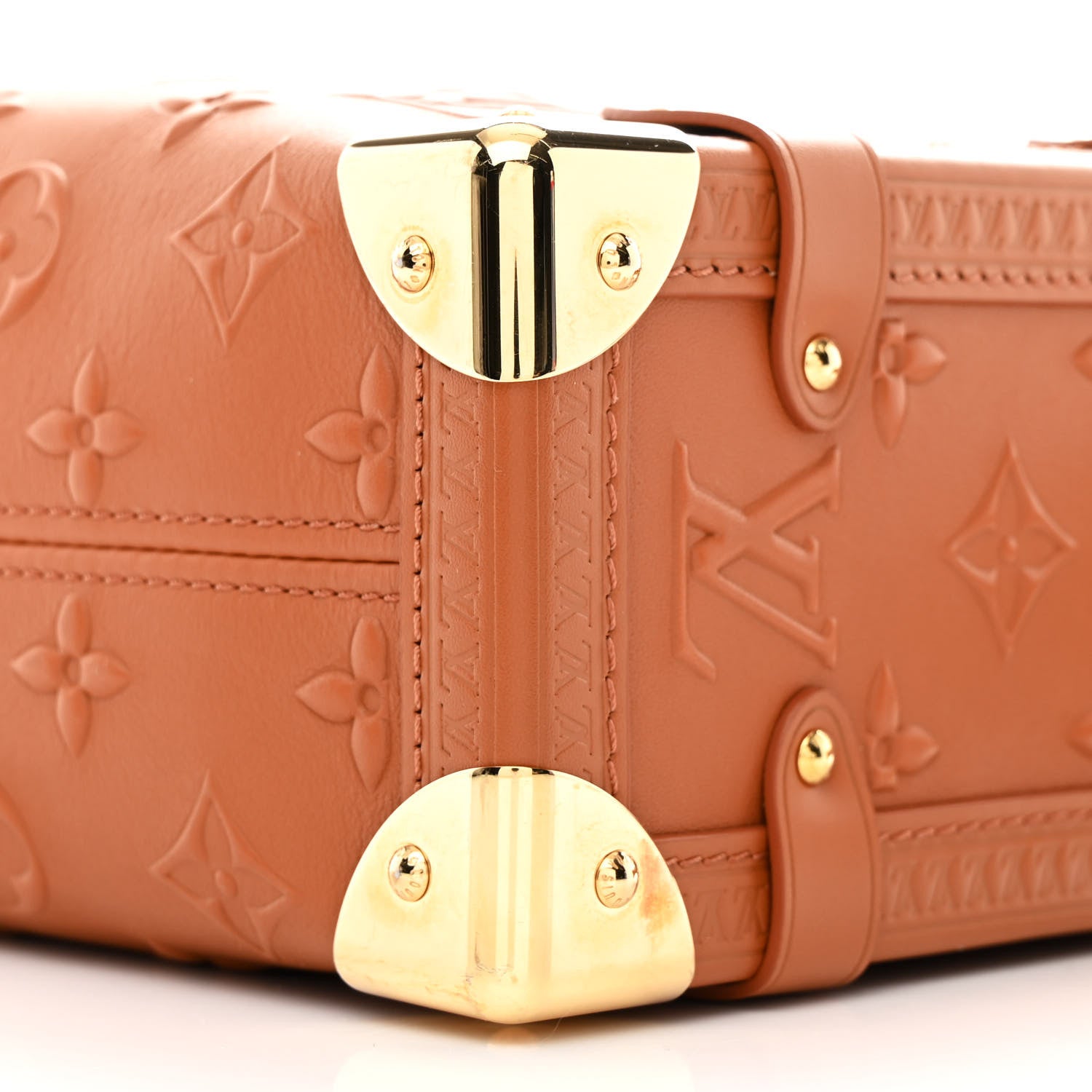 Louis Vuitton Calfskin Debossed Monogram Side Trunk Tan 9 of 10