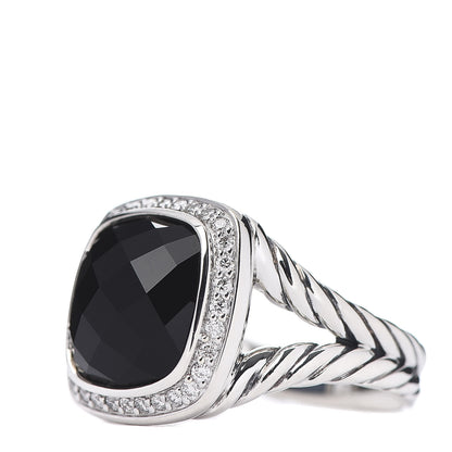 David Yurman Sterling Silver Diamond Black Onyx 11mm Albion Ring 52 6 3 of 5