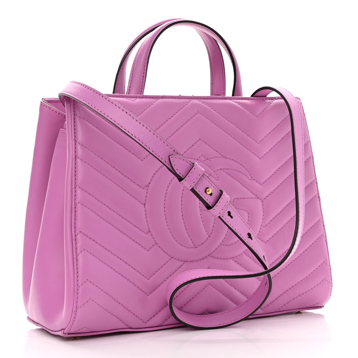 Calfskin Matelasse Small GG Marmont Tote Candy Mousse