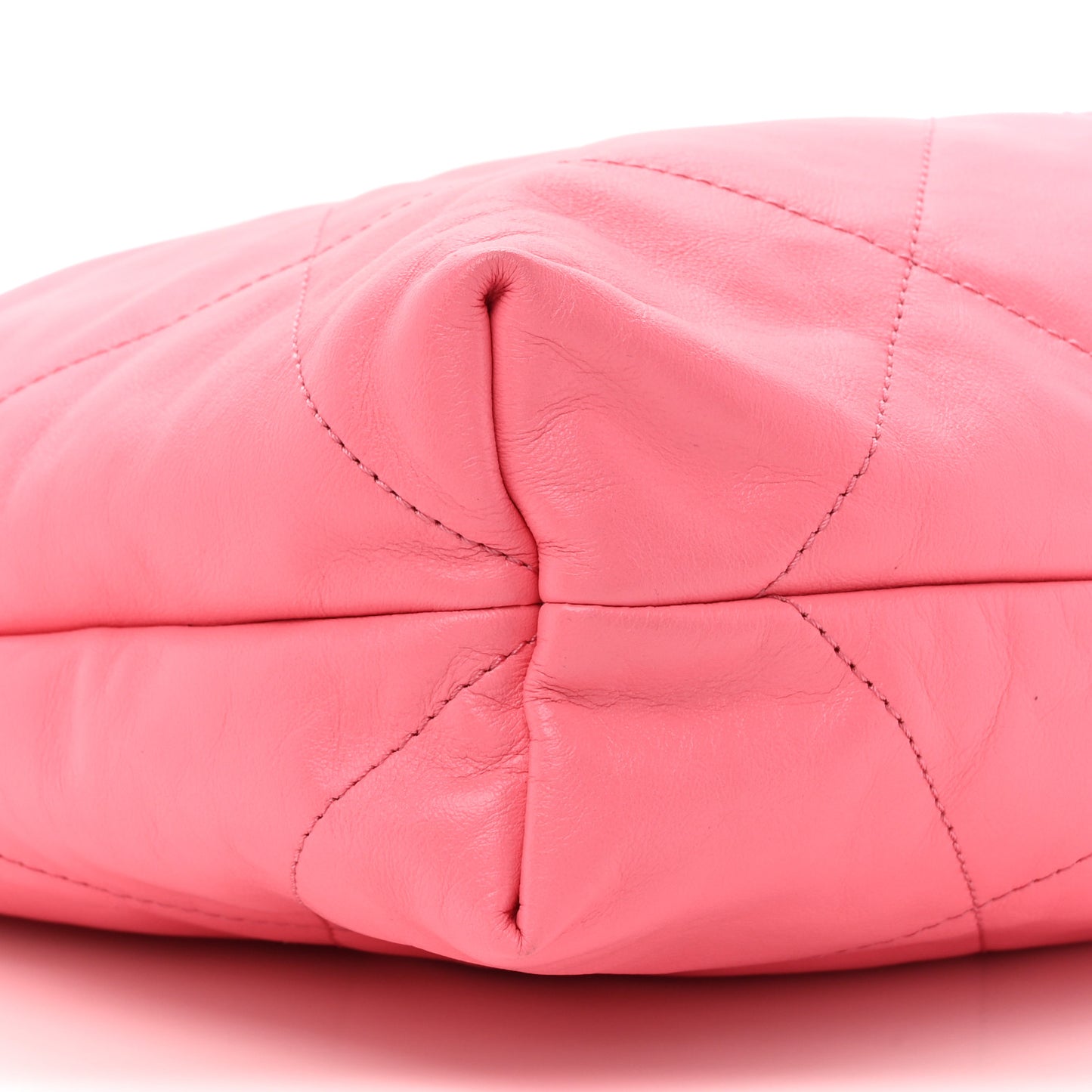 Shiny Calfskin Quilted Chanel 22 Drawstring Bag Coral Pink