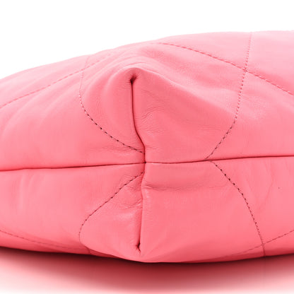 Chanel Shiny Calfskin Quilted Chanel 22 Drawstring Bag Coral Pink 11 of 12