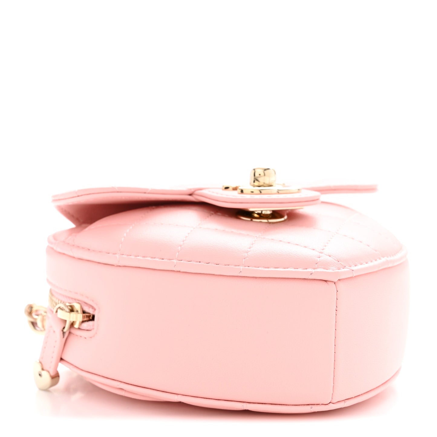 Lambskin Quilted CC In Love Heart Clutch With Chain Light Pink