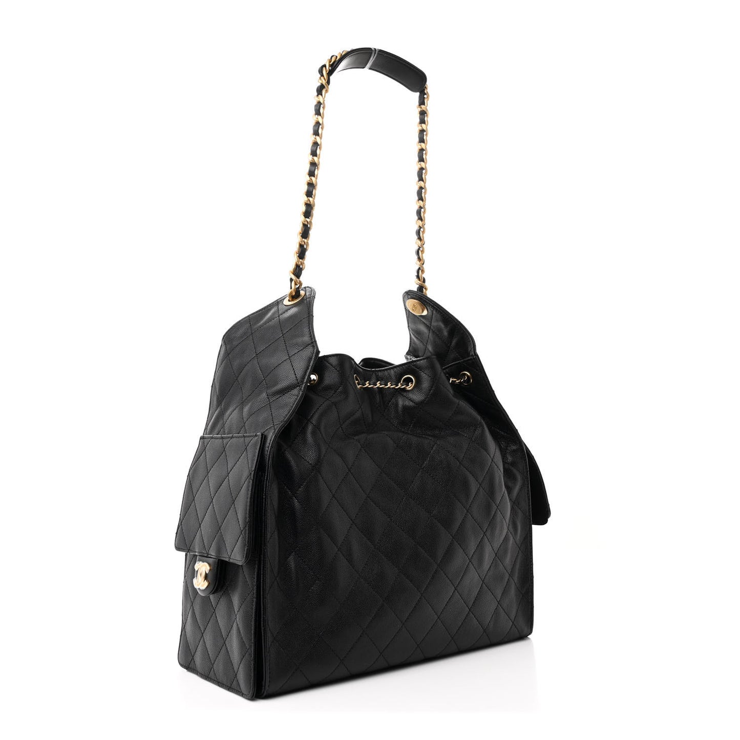 Caviar Quilted Medium Chanel 25 Handbag Black