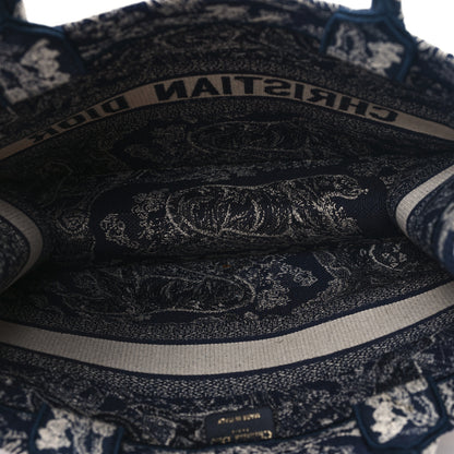 Christian Dior Canvas Embroidered Medium Toile De Jouy Reverse Book Tote Blue 5 of 12
