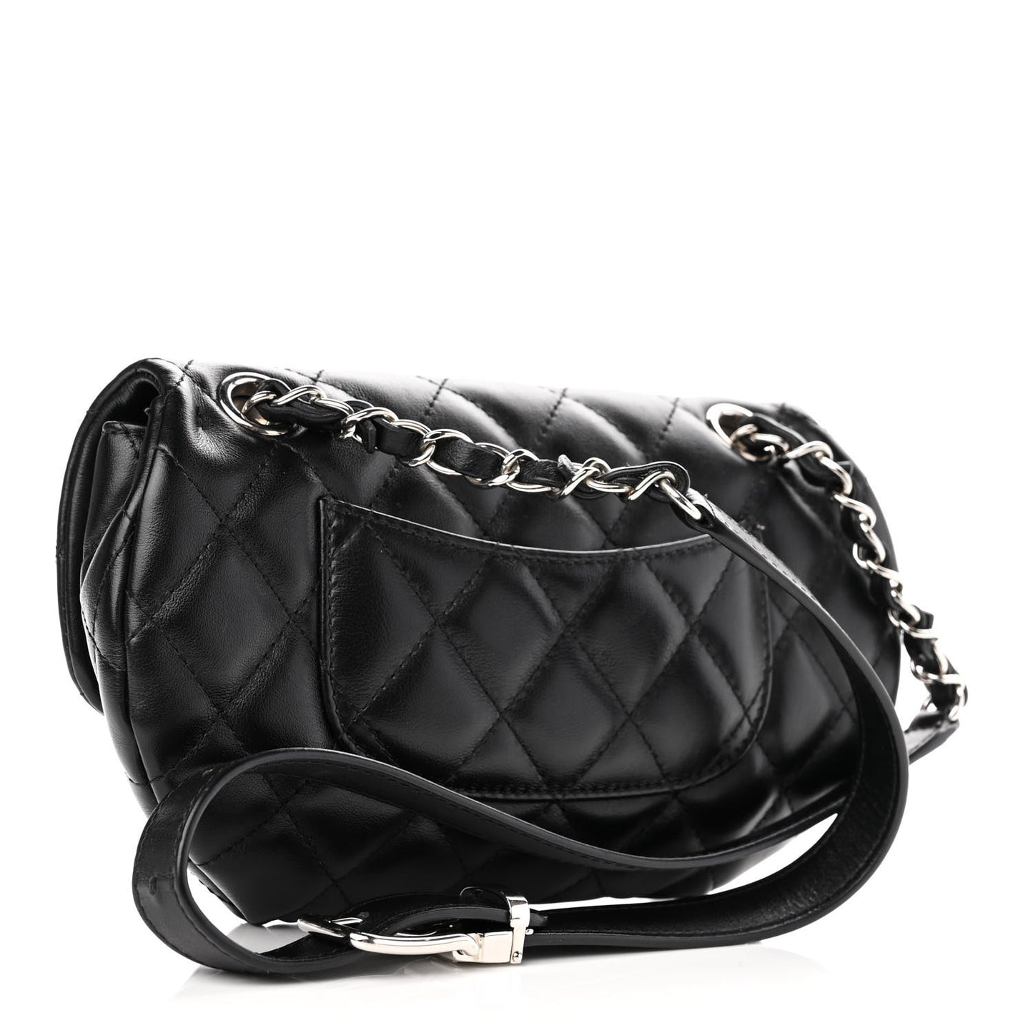 Calfskin Quilted CC Uniform Flap Belt Bag Black