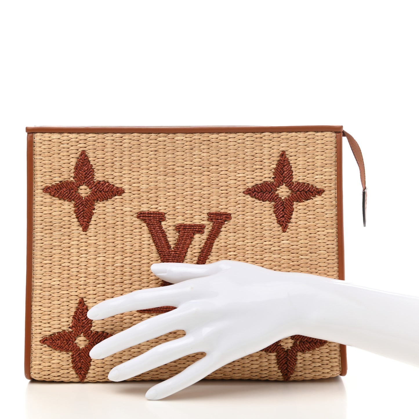 Raffia Monogram Giant Toiletry Pouch 26 Tan