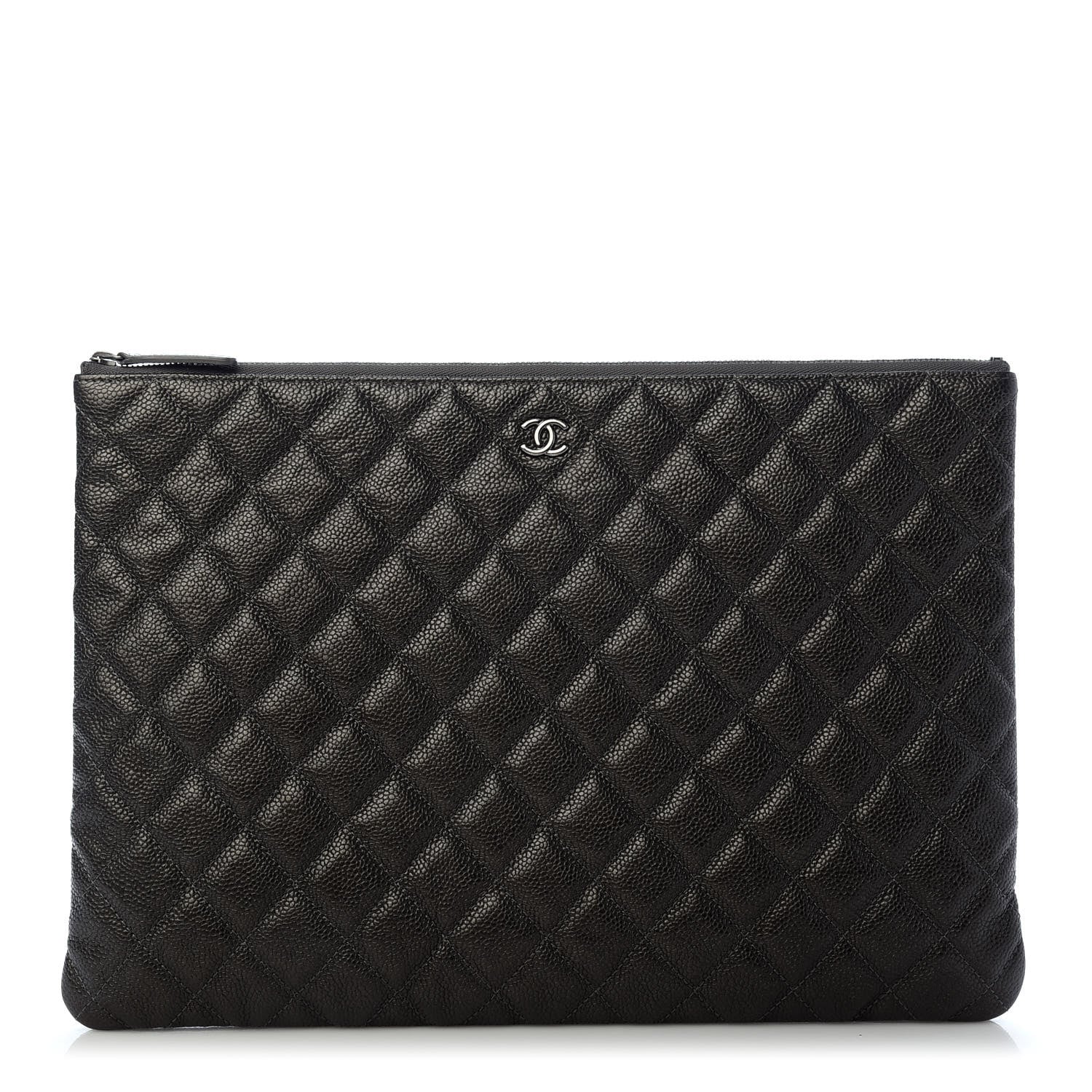 Chanel Caviar Quilted Large Cosmetic Case Dark Charcoal 1 of 7