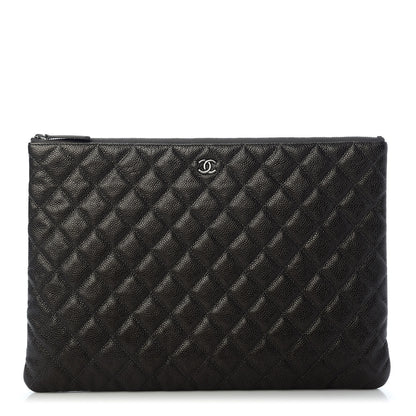 Chanel Caviar Quilted Large Cosmetic Case Dark Charcoal 1 of 7