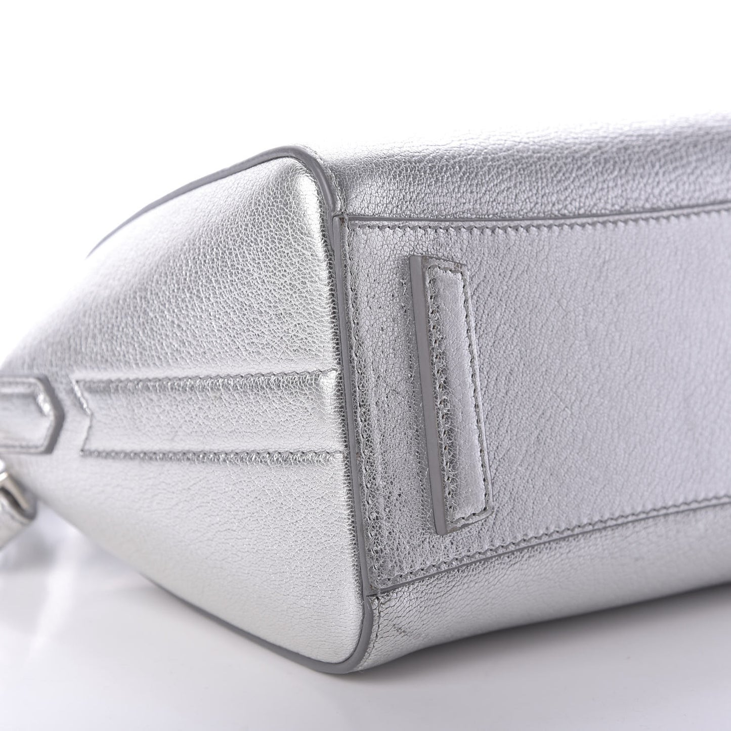 Metallic Sugar Goatskin Mini Antigona Silver