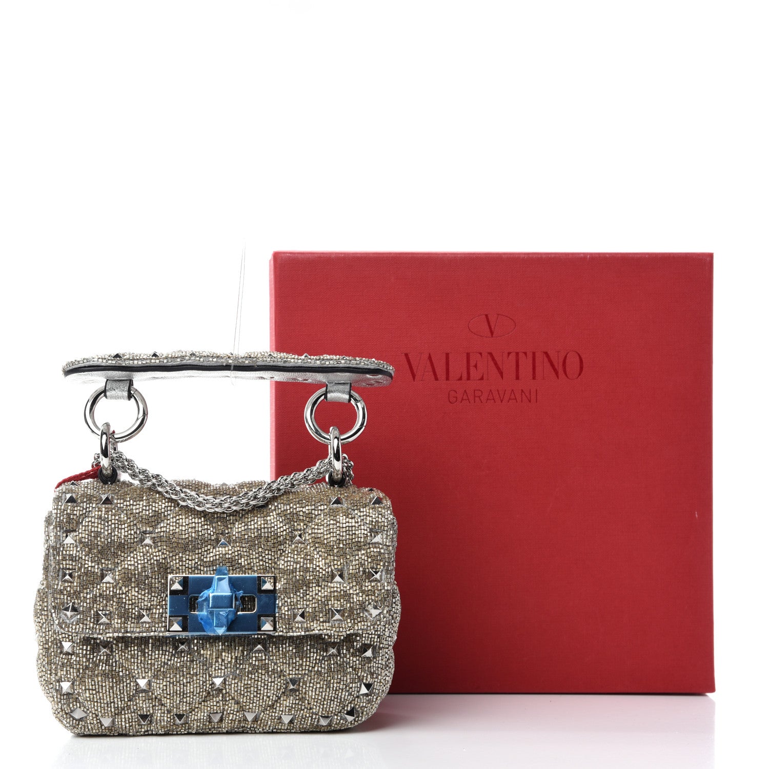 Valentino Garavani Beaded Micro Rockstud Spike It Shoulder Bag Silver 10 of 10