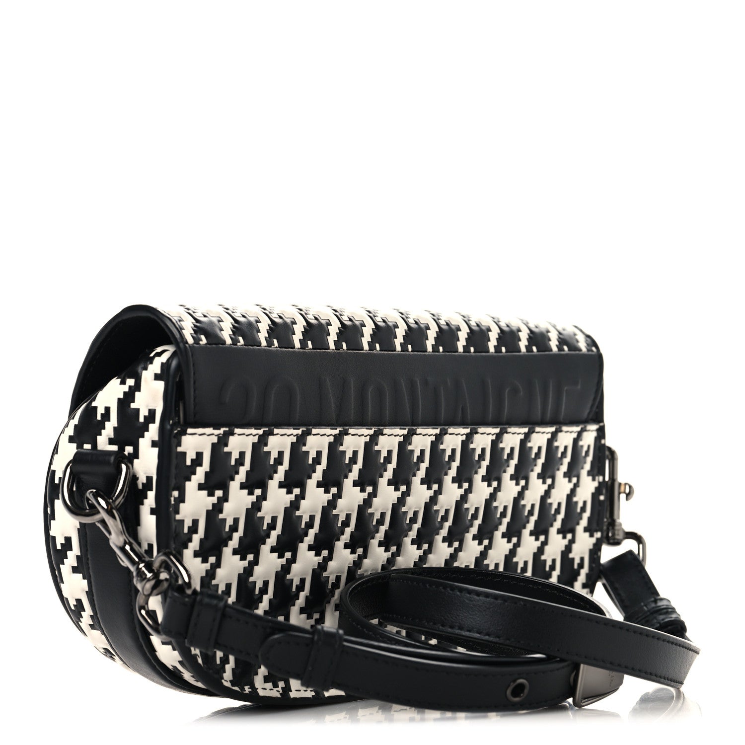 Christian Dior Box Calfskin Houndstooth Quilted East West Bobby Bag Black White 2 of 8