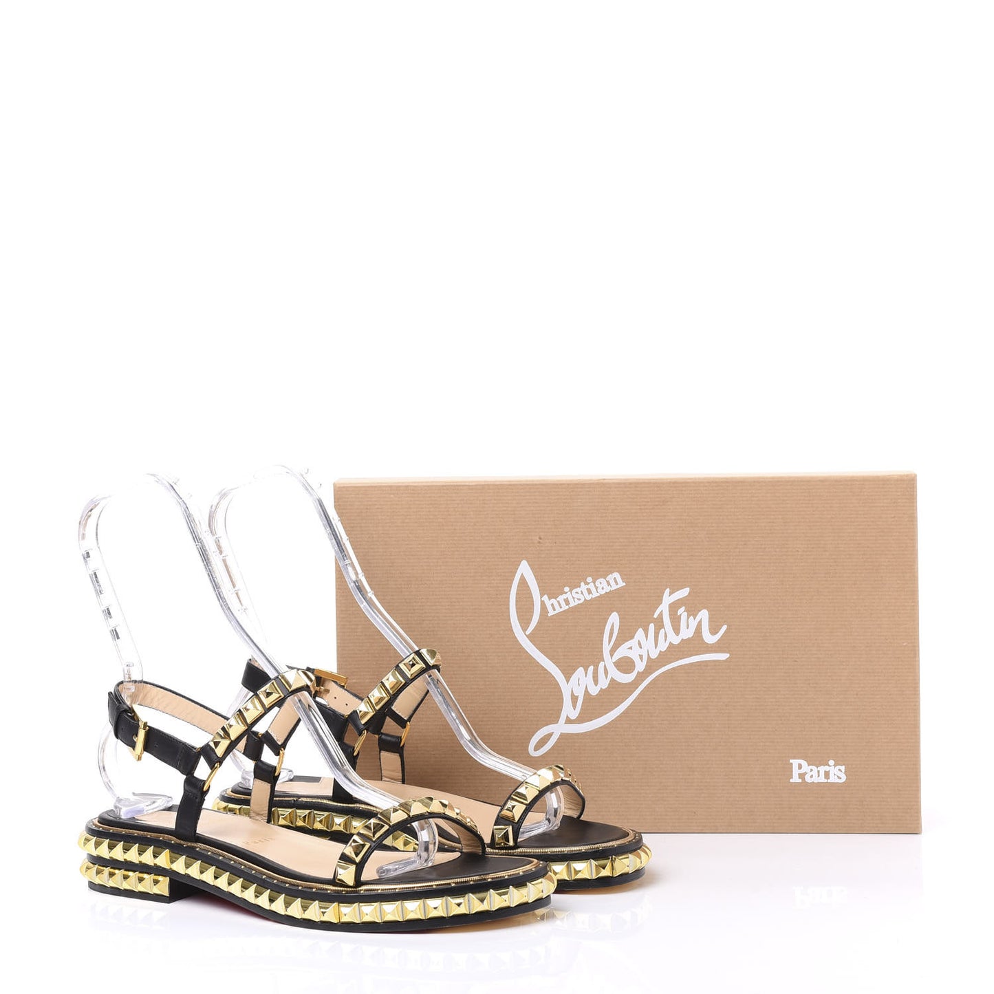 Calfskin Athossita Flat Sandals 40 Black Gold