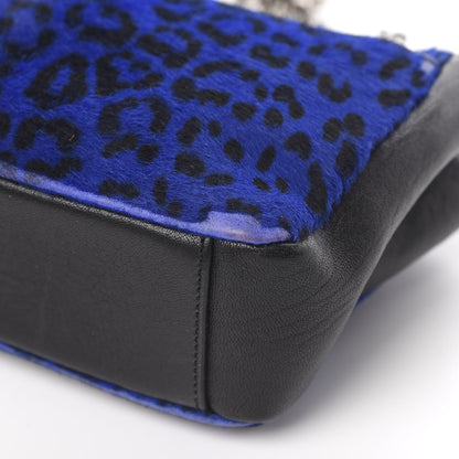 Saint Laurent Pony Hair Calfskin Monogram Leopard Print Medium Punk Chain Bag Blue 11 of 18