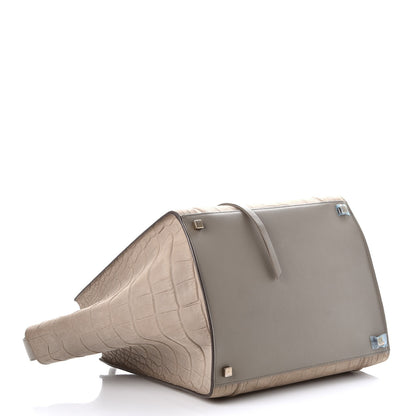 Celine Crocodile Embossed Nubuck Medium Phantom Luggage Beige 4 of 14