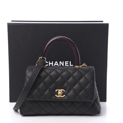 Chanel Caviar Lizard Embossed Quilted Mini Coco Handle Flap Black 19 of 20