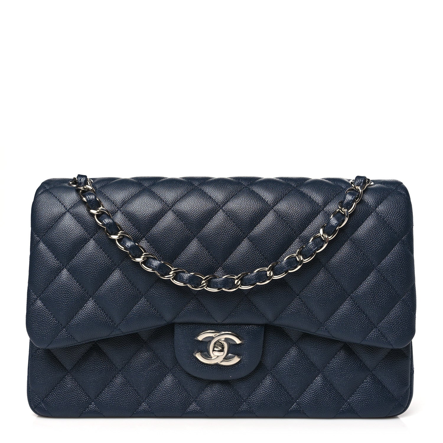 Chanel Caviar Quilted Jumbo Double Flap Navy Blue 1 of 9