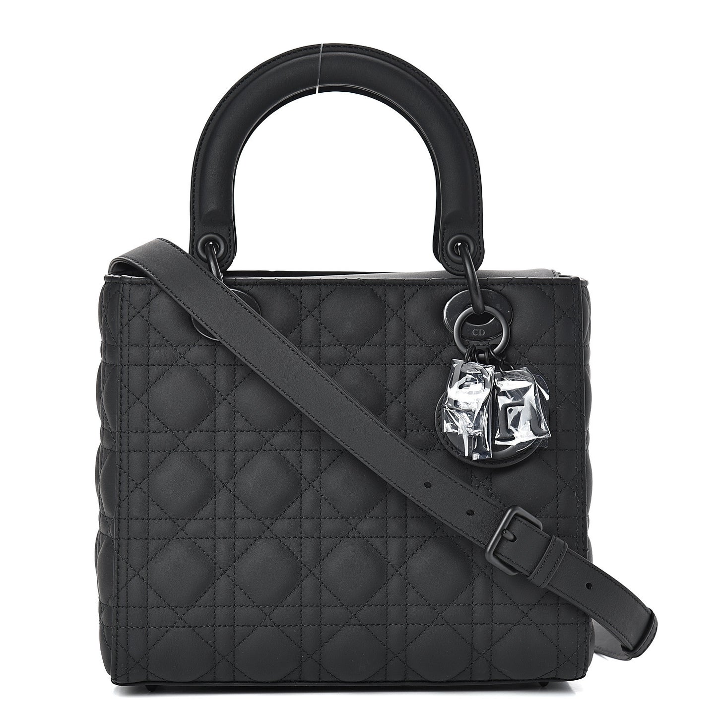 Ultra Matte Calfskin Cannage Medium Lady Dior Black