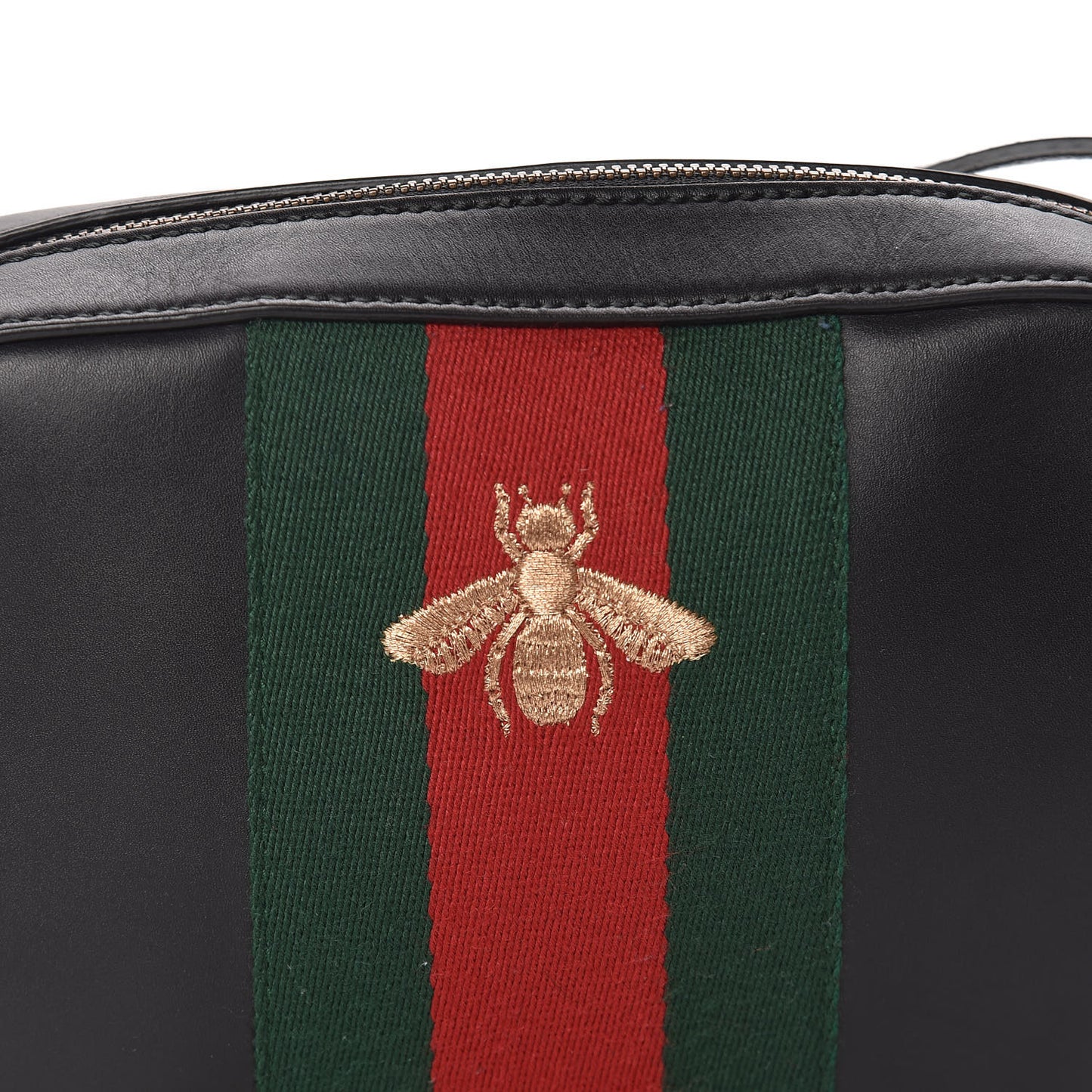 Calfskin Web Small Webby Bee Shoulder Bag Black