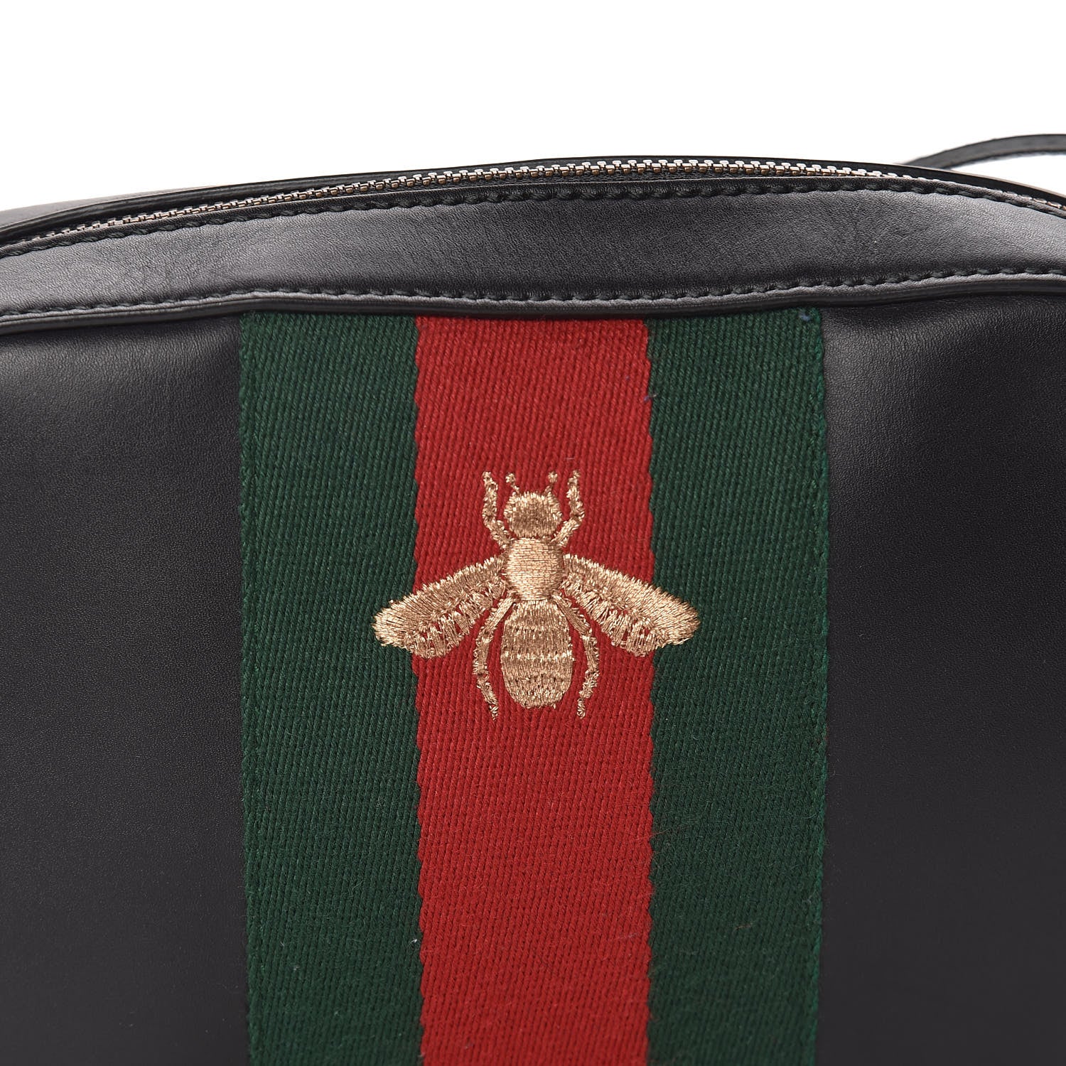 Gucci Calfskin Web Small Webby Bee Shoulder Bag Black 10 of 11