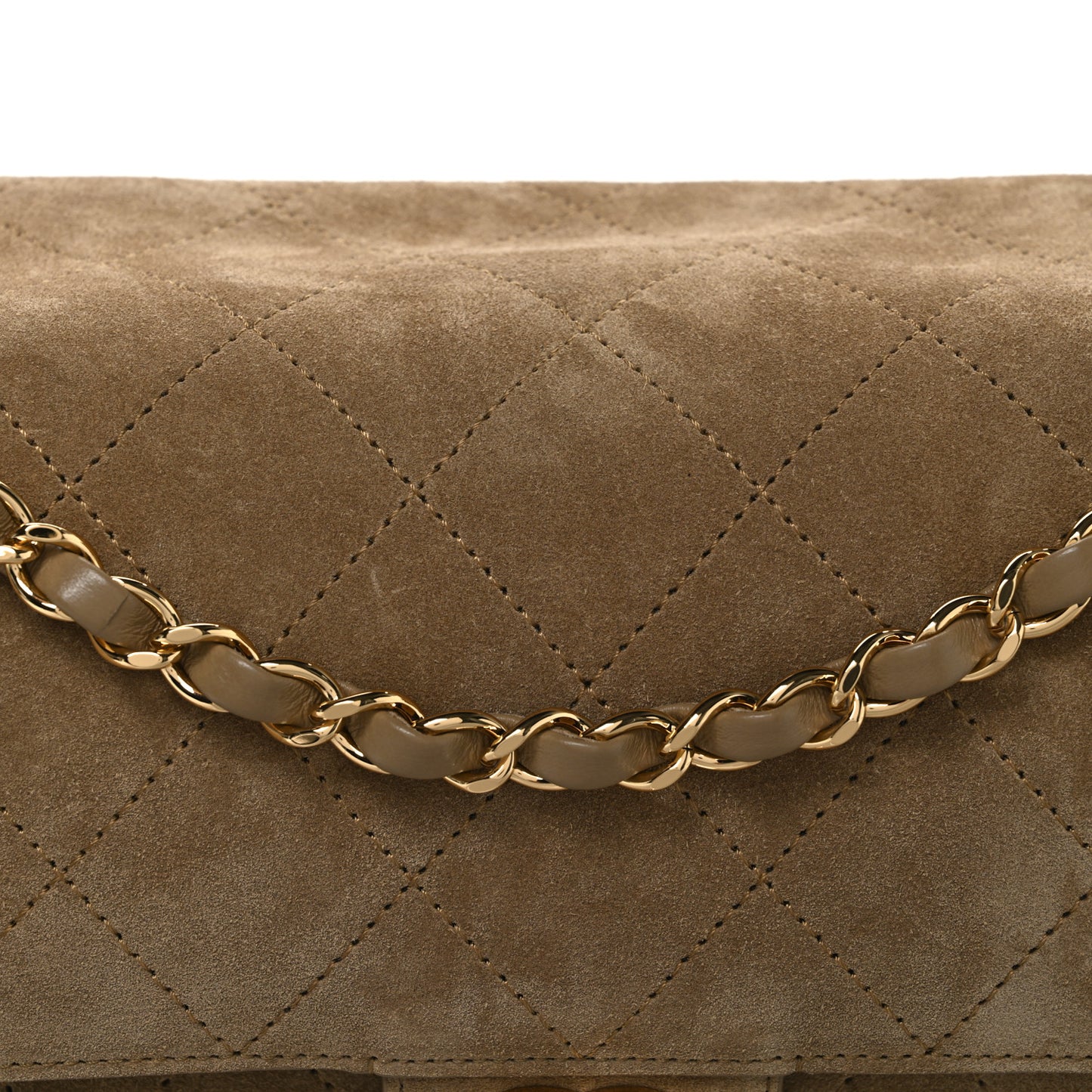 Suede Calfskin Small Souplissimo Maxi Flap Dark Beige