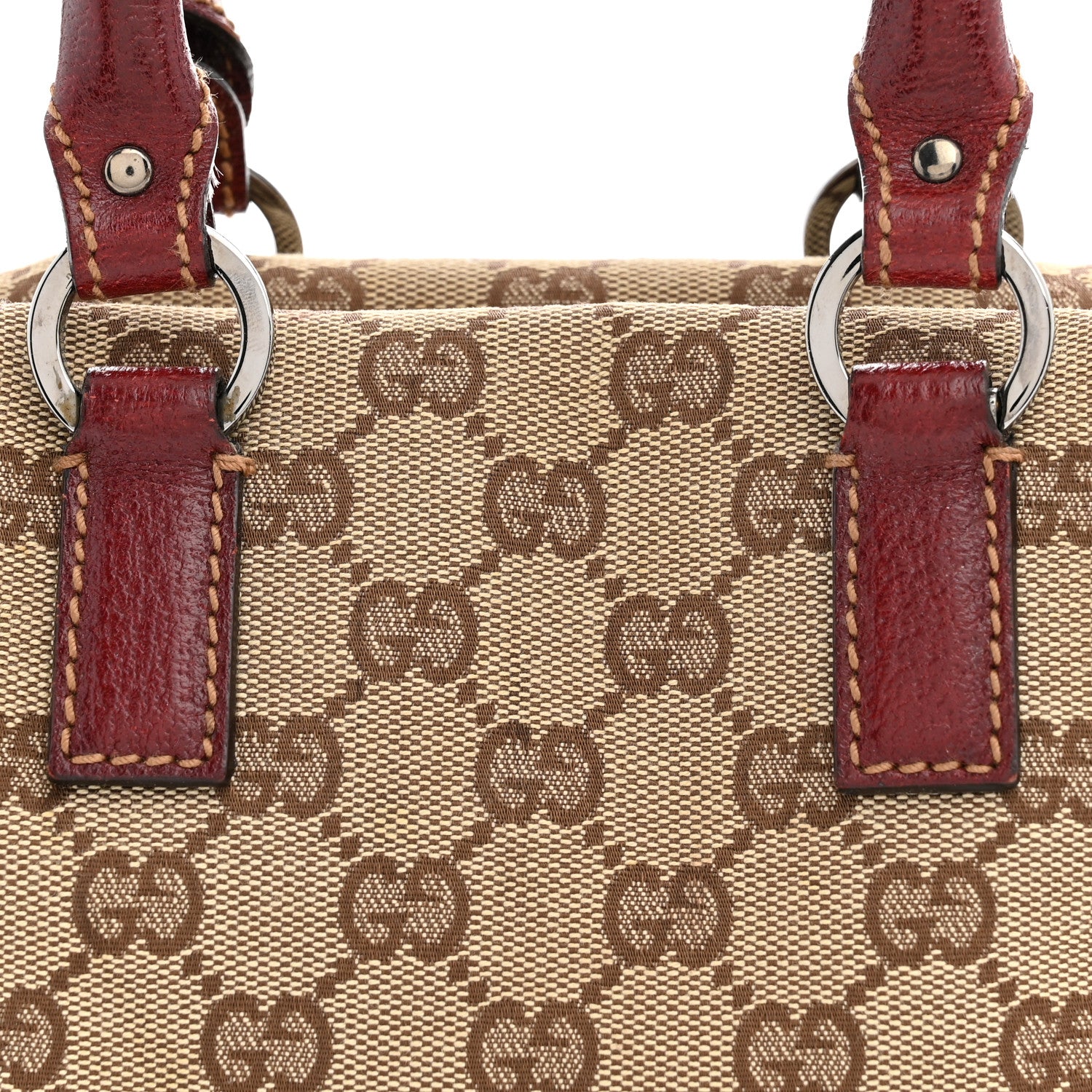Gucci Monogram Mini Boston Handbag Red 8 of 12